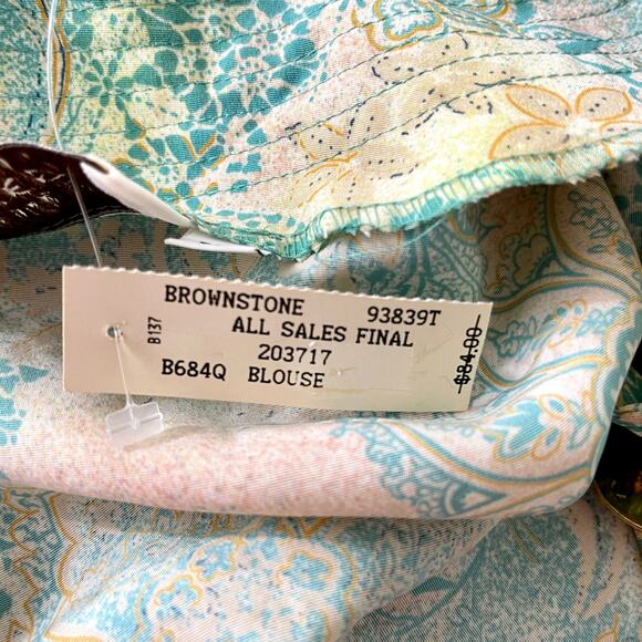 90s BROWNSTONE STUDIO Vintage Paisley Mixed Media Button Up - Picture 6 of 13